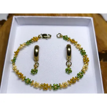 Dárková krabička Bellakvět Sada "Olivie" - Náramek & Náušnice | Miyuki & Ocel Velikost: M 17 cm