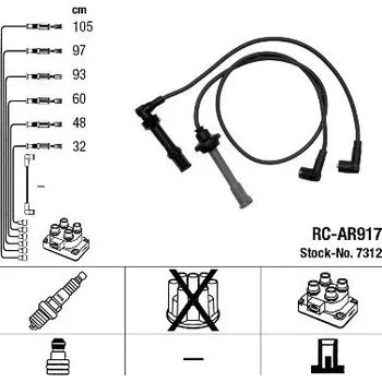 Zapalovací kabel Sada kabelů pro zapalování NGK 7312