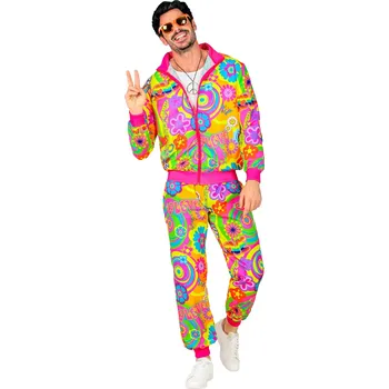 Karnevalový kostým Widmann Unisex Hippie květinová neonová párty souprava