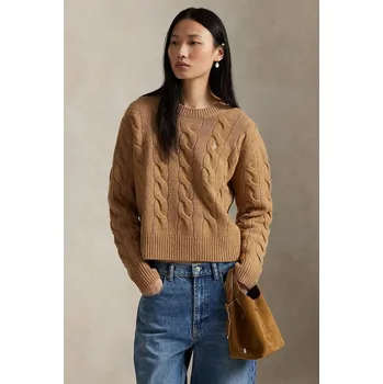 Dámský svetr Vlněný svetr Polo Ralph Lauren dámský, béžová barva, 211A91216 80X, vel. L