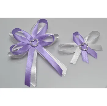 Svatební dekorace Svatební vývazek s perleťovým srdíčkem - lila - malý