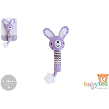 Hračka pro kojence babyted Zajíček pískátko / kousátko plyš - 25 cm - fialová