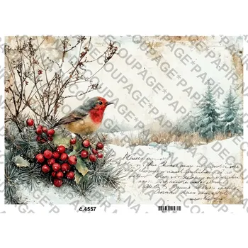 Umělecký papír Rýžový a soft papír na decoupage - Zimní vintage - KB4557 Materiál: Soft, Rozměr: A4