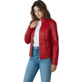 Hawk Horse Dámská červená koženková bunda Barva: Červená, Velikost: 4XL