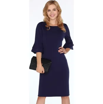 Dámské šaty Pouzdrové šaty s zvonovými rukávy FZ1738 Barva: Tmavě Modrá, Velikost: S