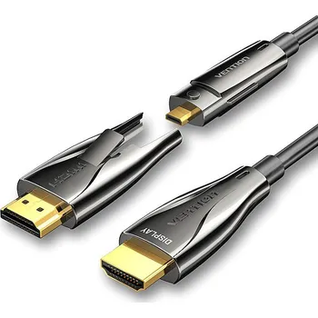 Datový kabel Vention Detachable Optical HDMI-A Male to HDMI-D + HDMI-A Male 4K Cable 15M Black