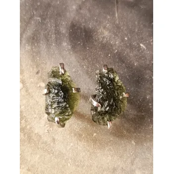 Náušnice Stříbrné náušnice s vltavíny P36 0062