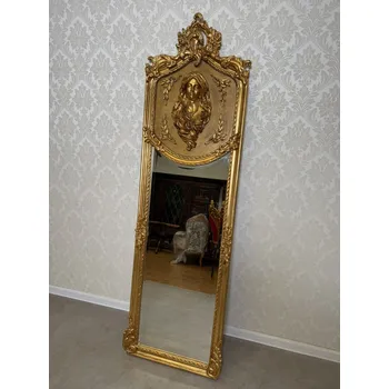 Zrcadlo Starožitné stojací zrcadlo s portrétní plastikou žen, cena za ks