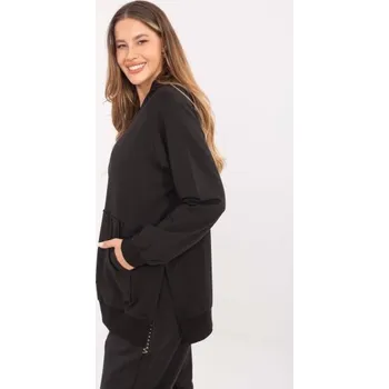 Dámská mikina Černá dámská basic mikina oversize střihu