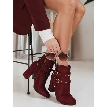 Dámské kozačky Dstreet Dámské kotníkové boty semišové ZY1257 Barva: Červená, Velikost: 39