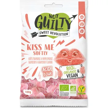 Bonbon Not Guilty Kiss Me 100 g – veganské bio bonbóny malina & grapefruit