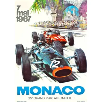 Plakát Plakát, Obraz - 1967 Monaco Grand Prix Racing Poster