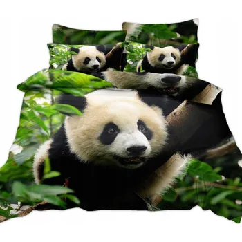 Povlečení Luxusní bavlněné 3D povlečení PANDA francouzské 220 x 200 cm + 2 povlaky na polštář + prostěradlo zdarma !