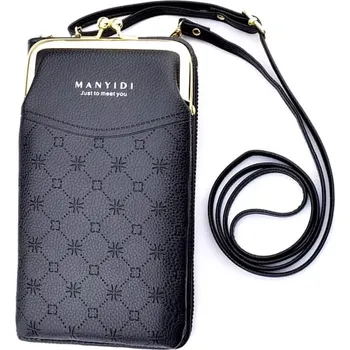 Kabelka Dámská peněženka MANYIDI (Černá dámská kabelka včetně peněženky s přihrádkou na mobilní telefon)