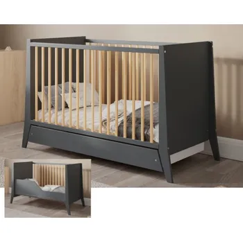 Dětská postýlka Cosmo 60x120 cm se šuplíkem a zábranou - Antracit Druh matrace: kokos pohanka matrace 60x120x11cm + 1190kć