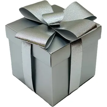 Vánoce Casa de Engel Dárková krabice s mašlí - stříbrná 25 x 25 x 25 cm 44