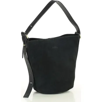 Kabelka Marco Mazzini Kožená kabelka, hobo taška, přírodní kůže Barva: Černá