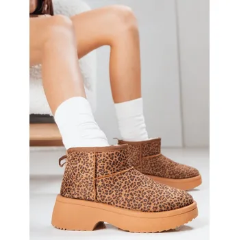 Dámská zimní obuv Dstreet dámské sněhule na masivní podrážce panter ZY1280 Barva: Světle Hnědá, Velikost: 40