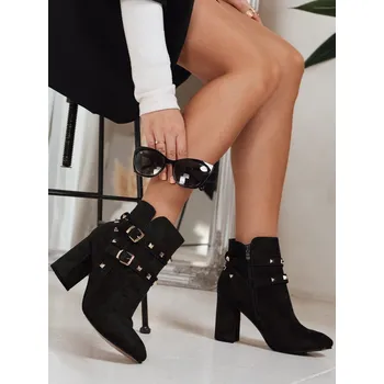 Dámské kozačky Dstreet Dámské kotníkové boty semišové ZY1257 Barva: Černá, Velikost: 41