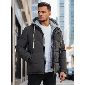 Pánský zimní kabát Dstreet Pánská zimní bunda s kapucí TX5101 Barva: Tmavě Šedá, Velikost: M