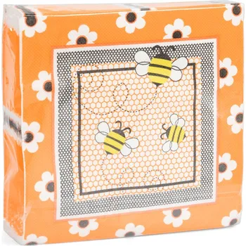 Žertovný předmět Papírové ubrousky s včelí a květinovou dekorací (Ubrousky s motivem včel)