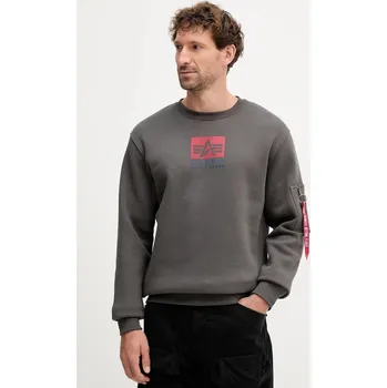 Pánská mikina Mikina Alpha Industries pánská, šedá barva, s potiskem, 148311.684 90B, vel. XXL