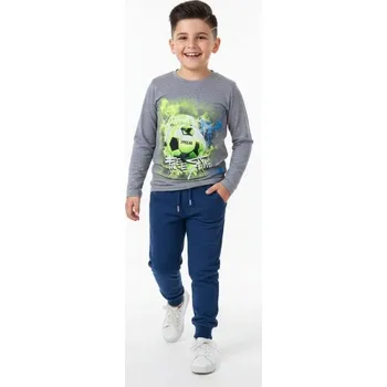 Chlapecké kalhoty GRACE ZATEPLENÉ CHLAPECKÉ KALHOTY 2 V 1 - POHODLNÉ TEPLÁKY V DESIGNU RIFLÍ BOY393 Velikost: 122/128, Barva: Modrá