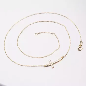 Náhrdelník Dámský náhrdelník žluté zlato 585 zirkon křížkem 15-026 délka 45 cm