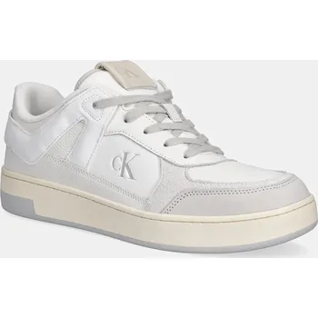 Pánské tenisky Boty Calvin Klein Jeans BASKET CUP LOW LACEUP LTH MIX pánské, bílá barva, YM0YM01308 00X, EUR 40