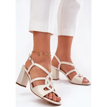 Dámské sandále Dámské Sandály Na Podpatku Sergio Leone SK884 Perlové Barva: Béžová, Velikost: 38