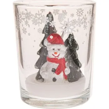 Svíčka Casa de Engel Svíčka ve skleněném kalíšku - sněhulák
