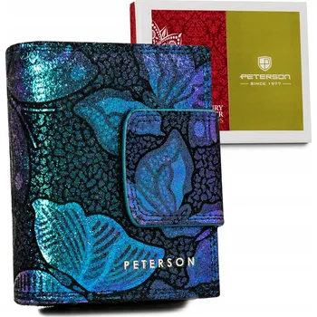 Peněženka Peterson Dámská malá kožená peněženka na patentku Barva: Modrá