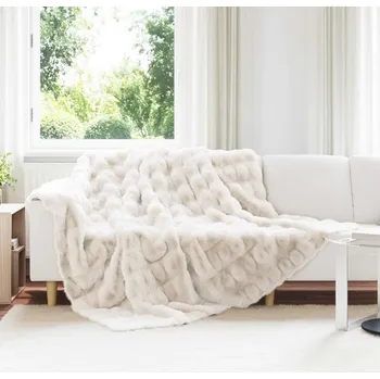 Zahradní sestava vidaXL Faux deštníky králičí kožešiny 4 pcs Bílá 220 x 240 cm