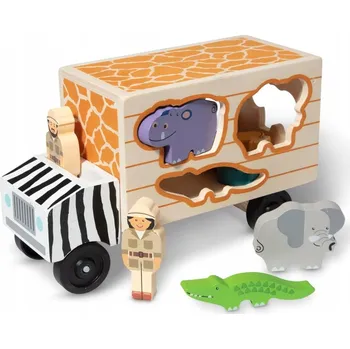 Dřevěná hračka MELISSA DOUG NÁKLADNÍ AUTO TŘÍDIČ TVARŮ A STAVEBNICE