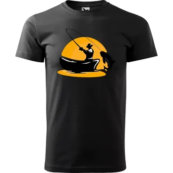 Pánské tričko Sablio Tričko s potiskem Rybář 1 - černé 5XL