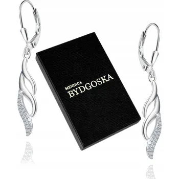 Náušnice Stříbrné náušnice Mennica Bydgoska 925 s zirkony 4,20 cm