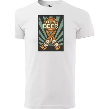 Sablio Tričko s potiskem Cold beer - bílé 5XL