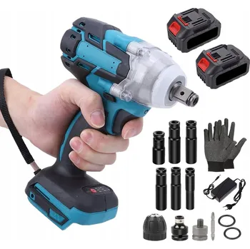 AKUMULÁTOROVÝ RÁZOVÝ UTAHOVÁK BEZKARTÁČOVÝ LED 1/2" NA KOLA + 2x AKU + NÁSTRČNÉ KLÍČE