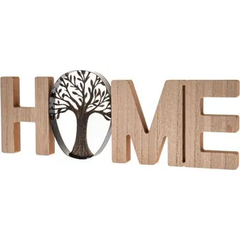 Casa de Engel Dřevěný dekorační nápis "HOME" s kovovým stromem