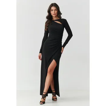 Dámské šaty Makadamia Večerní šaty s rozparkem M905 Barva: Černá, Velikost: S