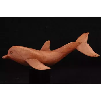 Soška delfína délka 16 cm – natur styl dřevořezba ze dřeva Suar