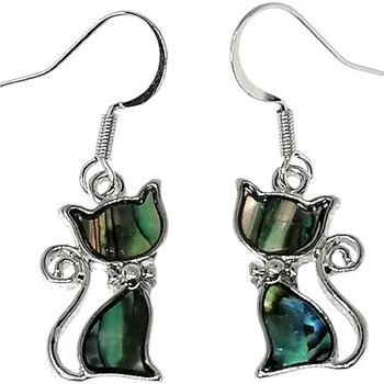 Náušnice Náušnice kočička s mušlí z Paua-Abalone