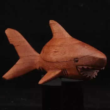 Soška žraloka délka 16 cm – natur styl dřevořezba ze dřeva Suar