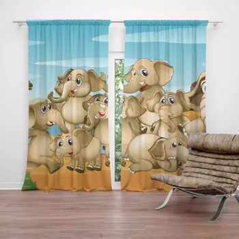 Závěs Sablio Závěs Sloni: 2ks 140x250cm