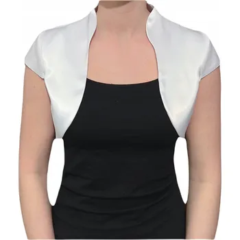 Bolerko Saténové bolerko klasického střihu bílé s krátkým rukávem - JOLA 38