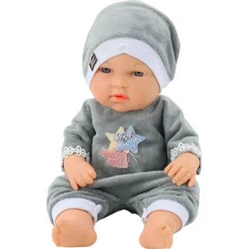 Panenka Panenka Miminko v šedém pyžamu, čepička, pohyblivé ručičky, nožky 30 cm