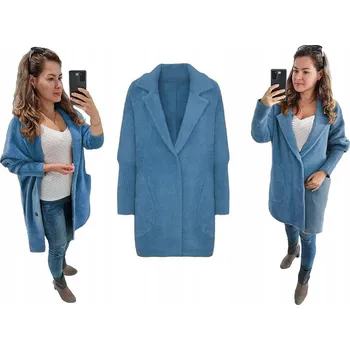 Dámský kabát Soprato dámský modrý kabát oversize bez kapuce univerzální velikost