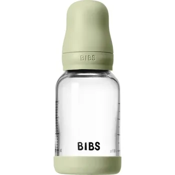 Kojenecká láhev BIBS Baby Glass Bottle Round Latex antikoliková lahev Sage 120 ml