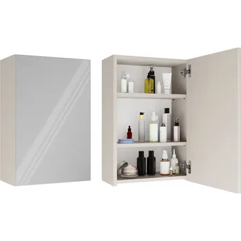 Koupelnový nábytek Závěsná koupelnová skříňka se zrcadlem POLA 1DL kašmírová