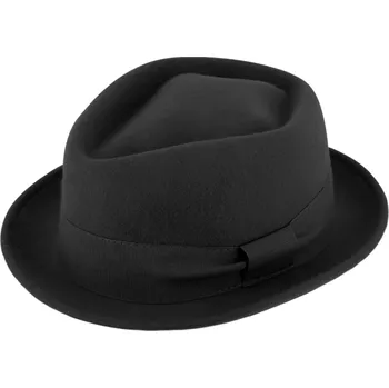 Klobouk Fiebig - Headwear since 1903 Trilby klobouk vlněný Fiebig - černý s černou stuhou - Diamond Woolfelt Velikost: 55 cm (S)